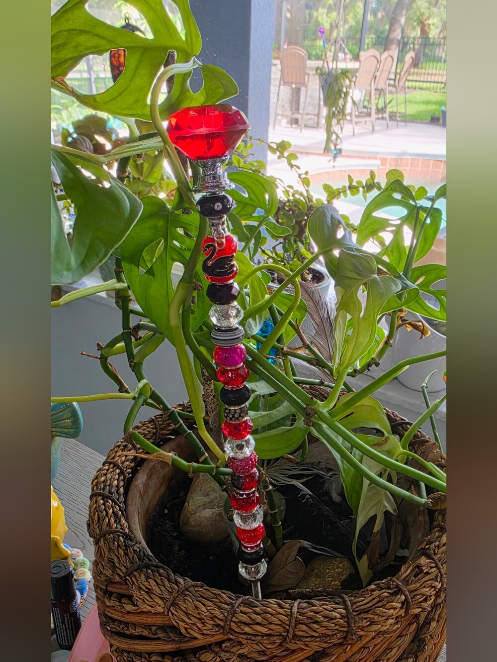 Handmade Beaded Plant Stick/garden Stake/fairy Wand